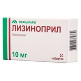 Лизиноприл таблетки 10мг 20шт Лизиноприл таблетки 10мг 20шт