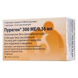 Пурегон раствор для п/к введ. картридж 300МЕ/0,36мл+Иглы 6шт Пурегон раствор для п/к введ. картридж 300МЕ/0,36мл+Иглы 6шт