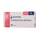 Аторвастатин-Вертекс таблетки п/о плен. 10мг 30шт Аторвастатин-Вертекс таблетки п/о плен. 10мг 30шт