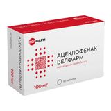 Ацеклофенак Велфарм таблетки п/о плен. 100мг 60шт Ацеклофенак Велфарм таблетки п/о плен. 100мг 60шт