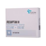 Лозартан-Н таблетки п/о плен. 12,5мг+100мг 30шт Лозартан-Н таблетки п/о плен. 12,5мг+100мг 30шт