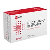 Индапамид Велфарм таблетки п/о плен. 2,5мг 40шт Индапамид Велфарм таблетки п/о плен. 2,5мг 40шт