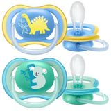 Пустышка силиконовая ортодонтическая с футляром c 18 мес. Ultra Air Philips Avent 2шт (SCF349/11) Пустышка силиконовая ортодонтическая с футляром c 18 мес. Ultra Air Philips Avent 2шт (SCF349/11)