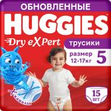 Трусики-подгузники детские одноразовые Dry Expert Huggies/Хаггис 12-17кг 15шт р.5 Трусики-подгузники детские одноразовые Dry Expert Huggies/Хаггис 12-17кг 15шт р.5