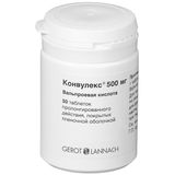 Конвулекс таблетки п/о плен. пролонг действия 500мг 50шт Конвулекс таблетки п/о плен. пролонг действия 500мг 50шт