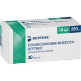 Транексамовая кислота-Вертекс таблетки п/о плен. 250мг 30шт Транексамовая кислота-Вертекс таблетки п/о плен. 250мг 30шт
