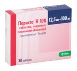 Лориста Н 100 таблетки, покрытые пленочной оболочкой 12,5мг+100мг 30шт
