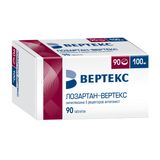Лозартан-Вертекс таблетки п/о плен. 100мг 90шт Лозартан-Вертекс таблетки п/о плен. 100мг 90шт