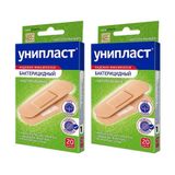2Х Пластырь бактерицидный натуральный Унипласт 1,9см х 7,2см 20 шт. 2Х Пластырь бактерицидный натуральный Унипласт 1,9см х 7,2см 20 шт.