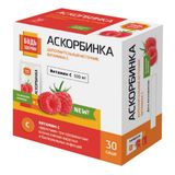 Аскорбинка вкус малины без сахара Будь Здоров! порошок для приема внутрь пак. 500мг 30шт