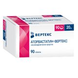 Аторвастатин-Вертекс таблетки п/о плен. 20мг 90шт Аторвастатин-Вертекс таблетки п/о плен. 20мг 90шт
