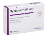 Эутирокс таблетки 88мкг 100шт Эутирокс таблетки 88мкг 100шт