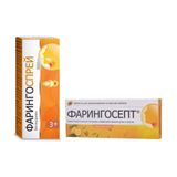 1X Фарингоспрей спрей для местного применения дозированный 0,255мг/доза 30мл + 1X Фарингосепт вкус лимона таблетки для рассасывания 10мг 20шт