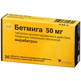 Бетмига таблетки пролонгированного действия п/о плен. 50мг 30шт Бетмига таблетки пролонгированного действия п/о плен. 50мг 30шт