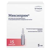 Мексиприм раствор для внутривенного и внутримышечного введения 50мг/мл 5мл 15шт Мексиприм раствор для внутривенного и внутримышечного введения 50мг/мл 5мл 15шт