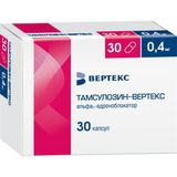 Тамсулозин-Вертекс капсулы с пролонгированным высвобождением 0,4мг 30шт Тамсулозин-Вертекс капсулы с пролонгированным высвобождением 0,4мг 30шт