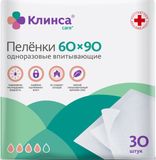 Пеленки КЛИНСА впитывающие для взрослых 60х90 см. 30 шт. Пеленки КЛИНСА впитывающие для взрослых 60х90 см. 30 шт.
