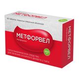 Метфорвел таблетки п/о плен. 850мг 60шт Метфорвел таблетки п/о плен. 850мг 60шт