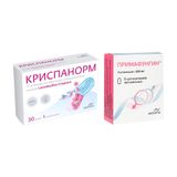 1X Примафунгин суппозитории вагинальные 100мг 6шт + 1X Криспанорм капсулы 500мг 30шт 1X Примафунгин суппозитории вагинальные 100мг 6шт + 1X Криспанорм капсулы 500мг 30шт
