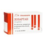 Лозартан таблетки, покрытые пленочной оболочкой 25мг 30шт Лозартан таблетки, покрытые пленочной оболочкой 25мг 30шт