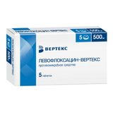 Левофлоксацин-Вертекс таблетки п/о плен. 500мг 5шт Левофлоксацин-Вертекс таблетки п/о плен. 500мг 5шт
