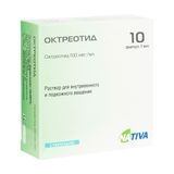 Октреотид раствор для в/в и п/к введ. амп. 100мкг/мл 1мл 10шт Октреотид раствор для в/в и п/к введ. амп. 100мкг/мл 1мл 10шт