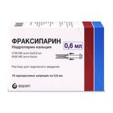Фраксипарин раствор для п/к введ. шприц 9500анти-Ха МЕ/мл (5700МЕ) 0,6мл 10шт Фраксипарин раствор для п/к введ. шприц 9500анти-Ха МЕ/мл (5700МЕ) 0,6мл 10шт