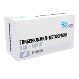 Глибенкламид+Метформин таблетки п/о плен. 5мг+500мг 60шт Глибенкламид+Метформин таблетки п/о плен. 5мг+500мг 60шт
