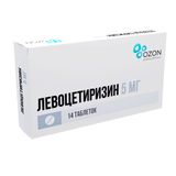 Левоцетиризин таблетки п/о плен. 5мг 14шт Левоцетиризин таблетки п/о плен. 5мг 14шт