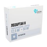 Лозартан-Н таблетки п/о плен. 12,5мг+50мг 90шт Лозартан-Н таблетки п/о плен. 12,5мг+50мг 90шт