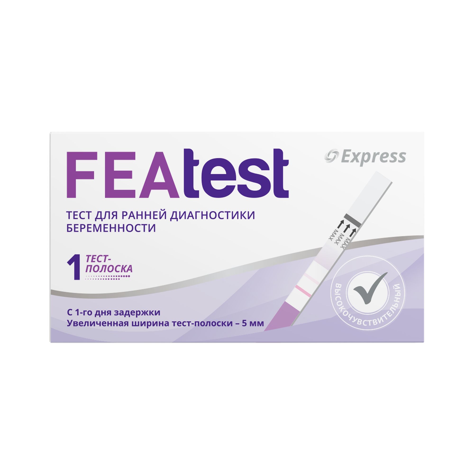 Изображение товара Тест-полоски для ранней диагностики беременности и качественного определения ХГЧ в моче FEAtest/ФЕАтест 5мм