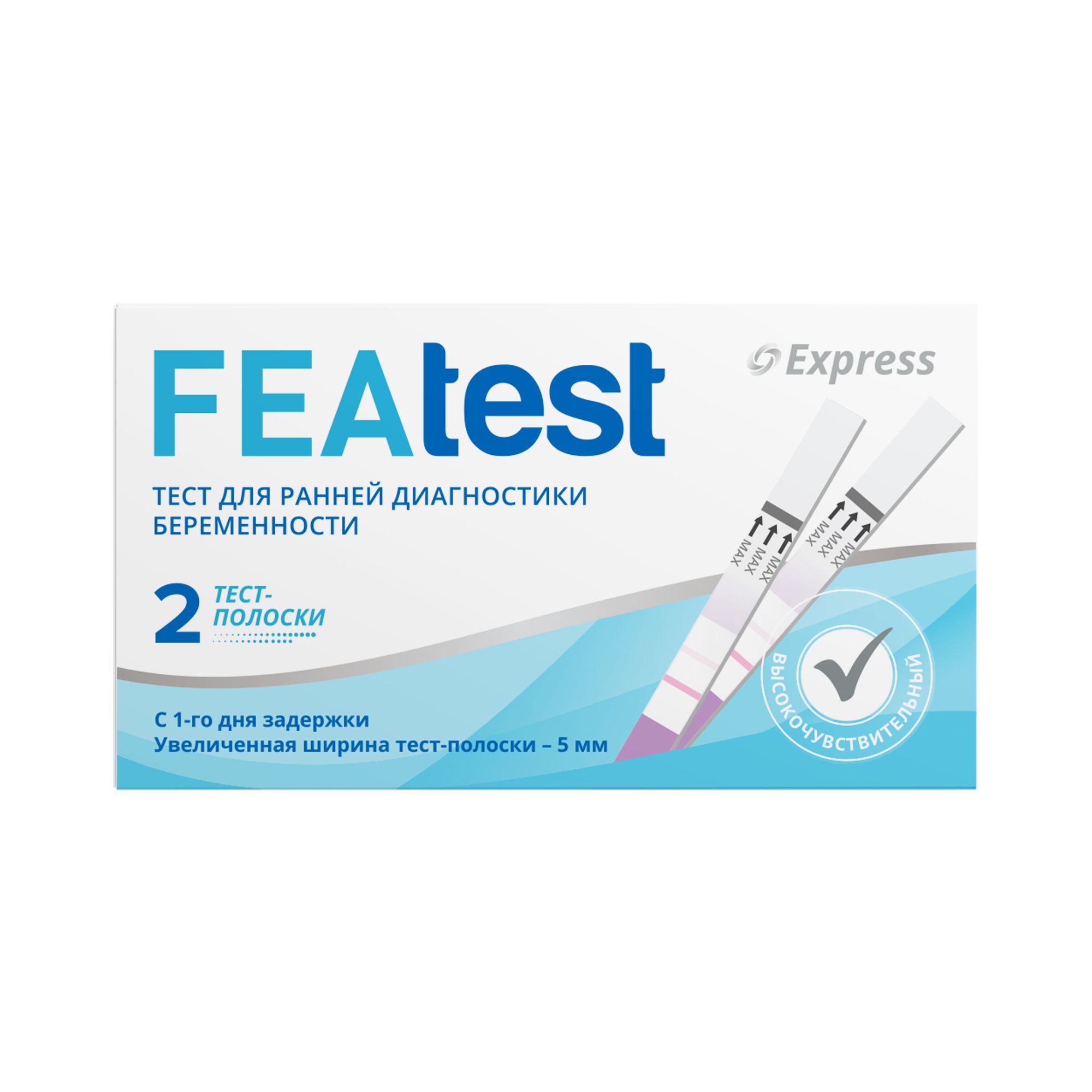 Изображение товара Тест-полоски для ранней диагностики беременности и качественного определения ХГЧ в моче FEAtest/ФЕАтест 5мм 2шт
