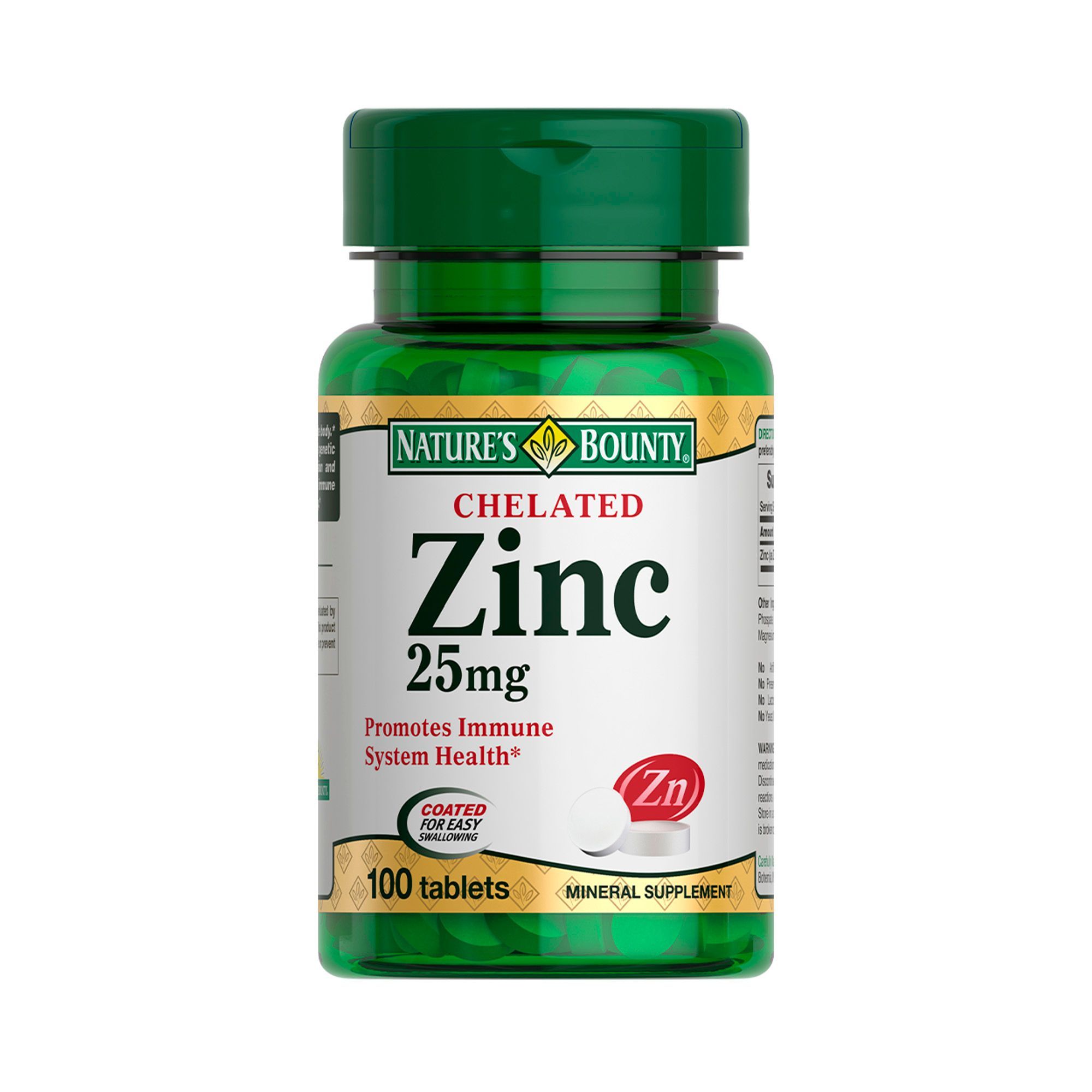 Изображение товара Цинк хелат Nature's Bounty таблетки 25мг 100 шт - поддержка иммунитета кожи и репродуктивной систем