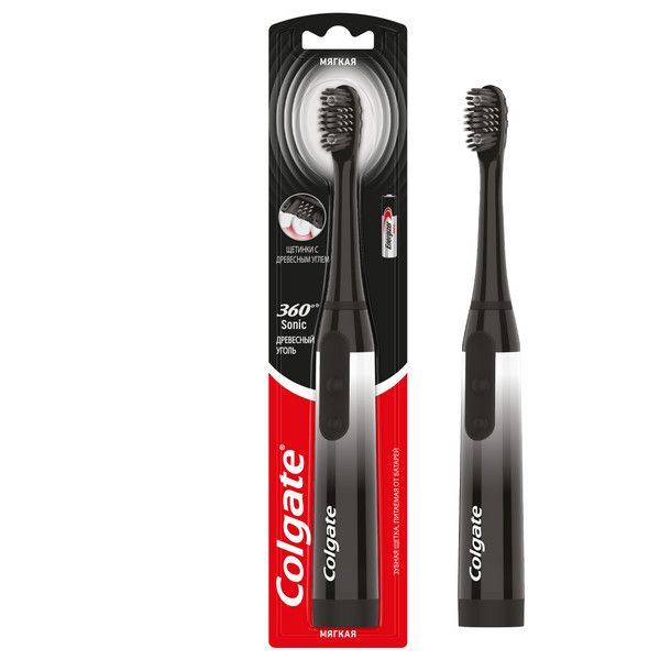 Изображение товара Электрическая зубная щетка Colgate 360 Sonic Древесный уголь батарейка АА
