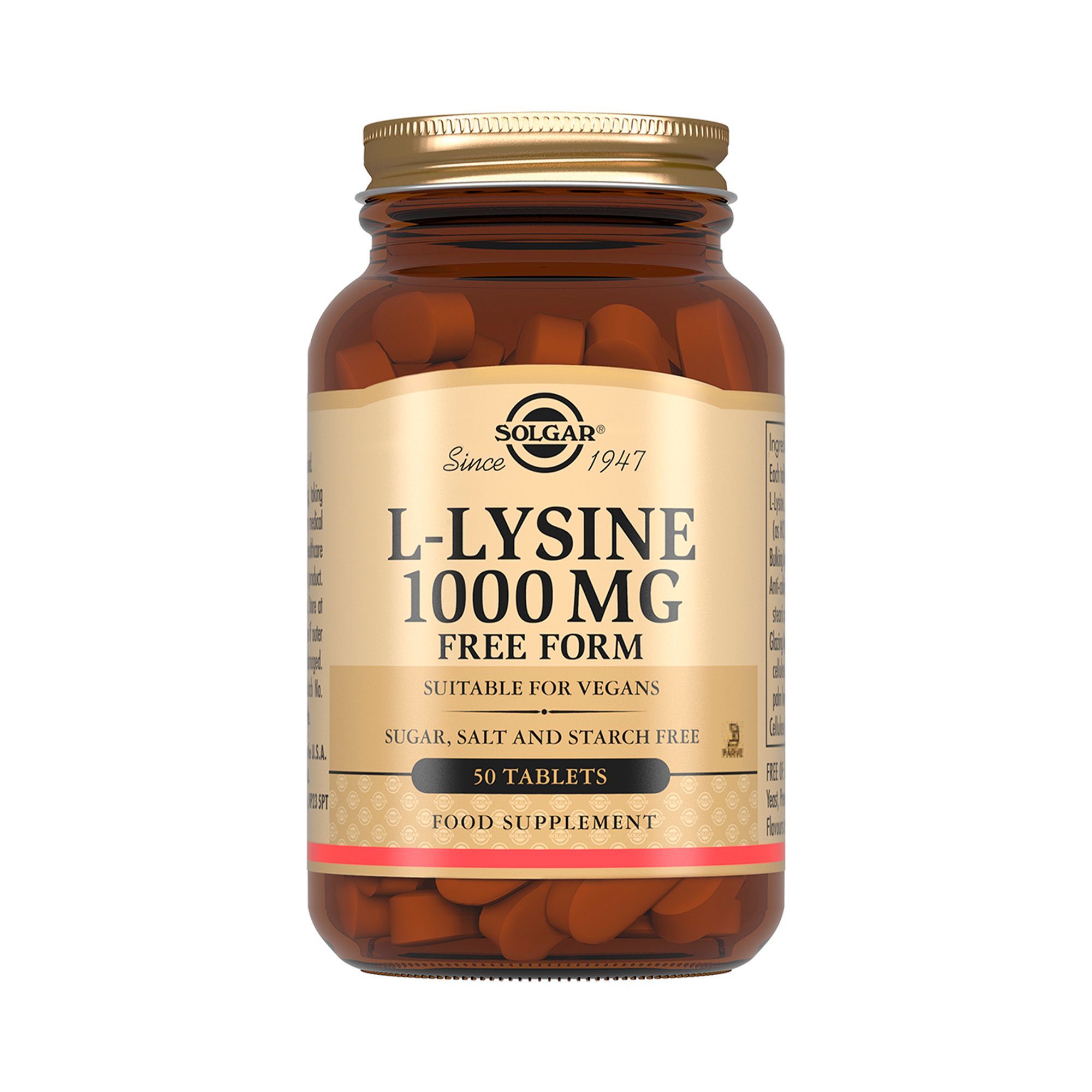Изображение товара L-лизин Solgar таблетки 1000 мг 50 шт - поддержка иммунитета и красоты
