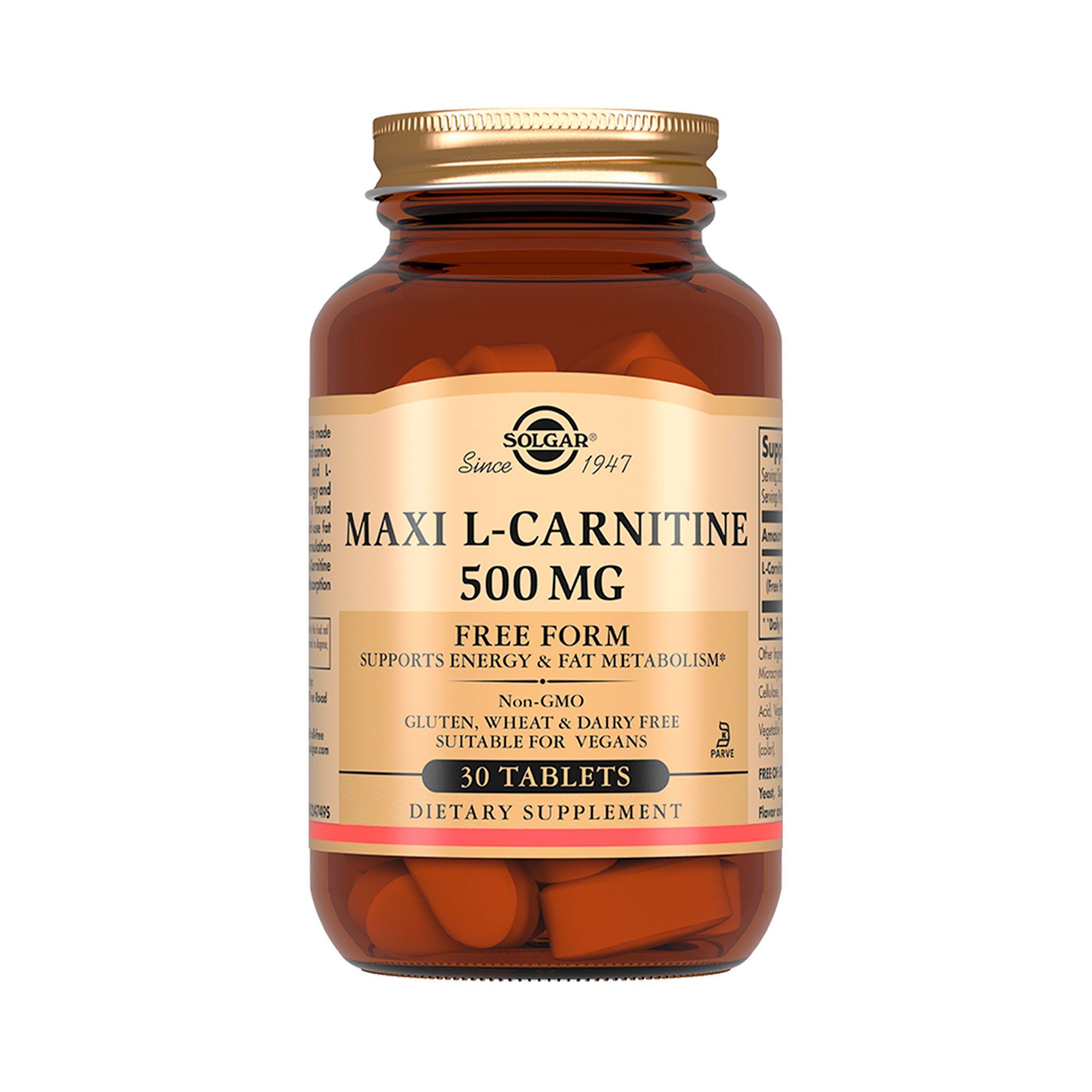 Изображение товара L-карнитин Solgar 500 мг капсулы 30 шт для энергии и похудения