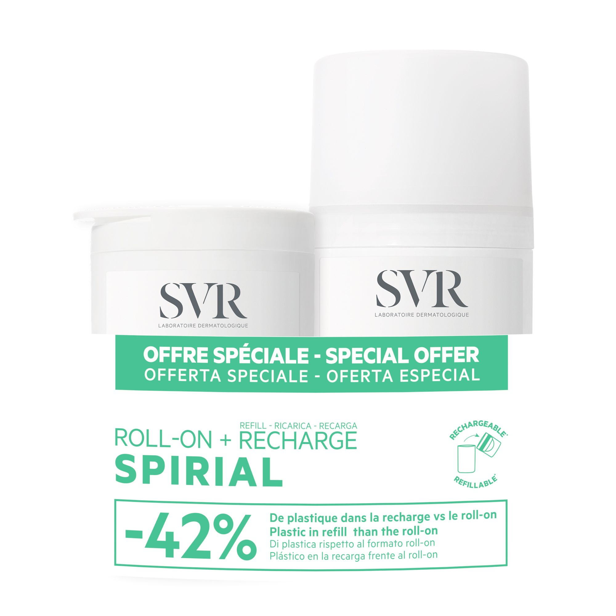 Изображение товара Дезодорант шариковый Roll-On Spirial SVR 50 мл 2 шт Франция