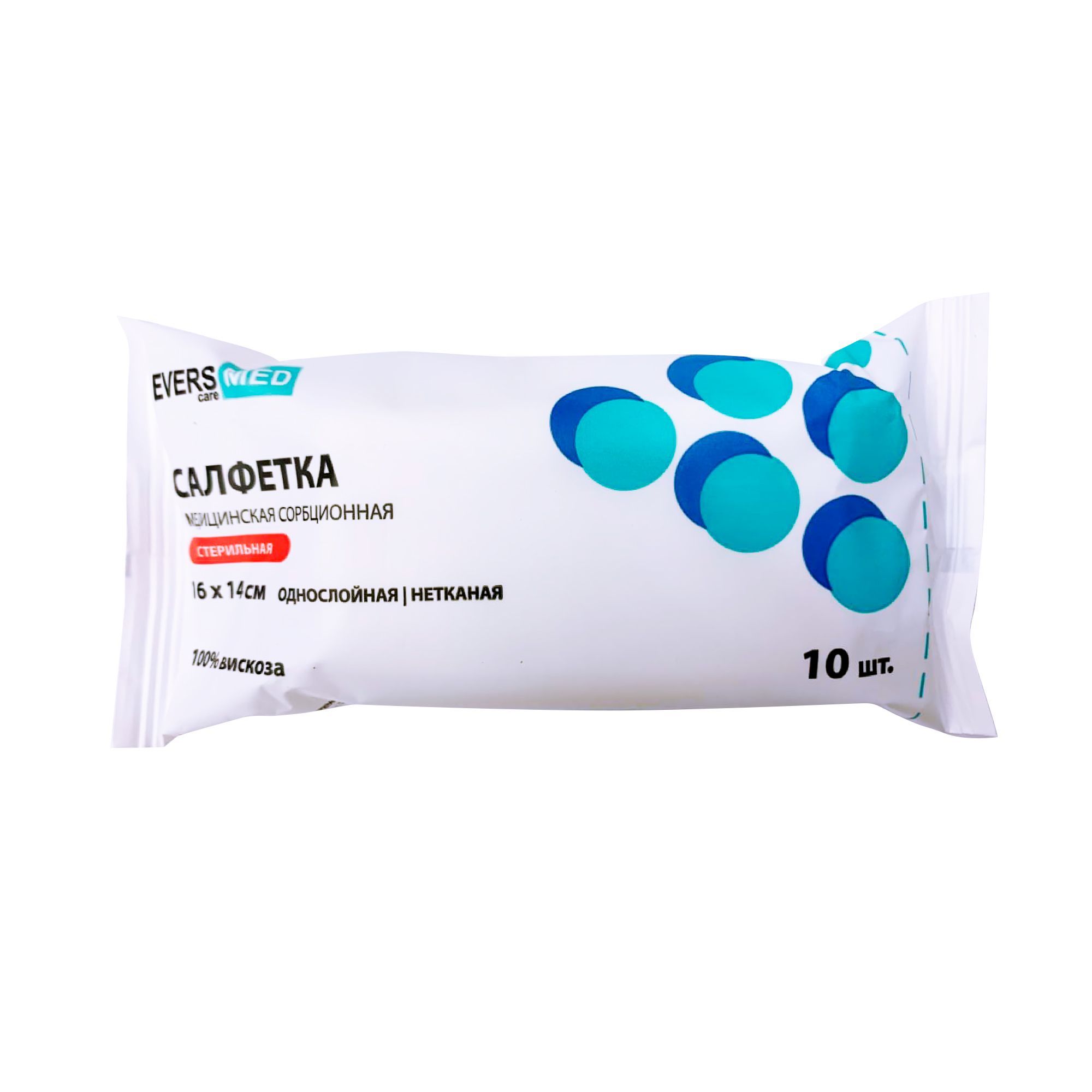 Изображение товара Салфетка медицинская нетканая сорбционная стерильная однослойная EversMed/ЭверсМед 16х14см 10шт
