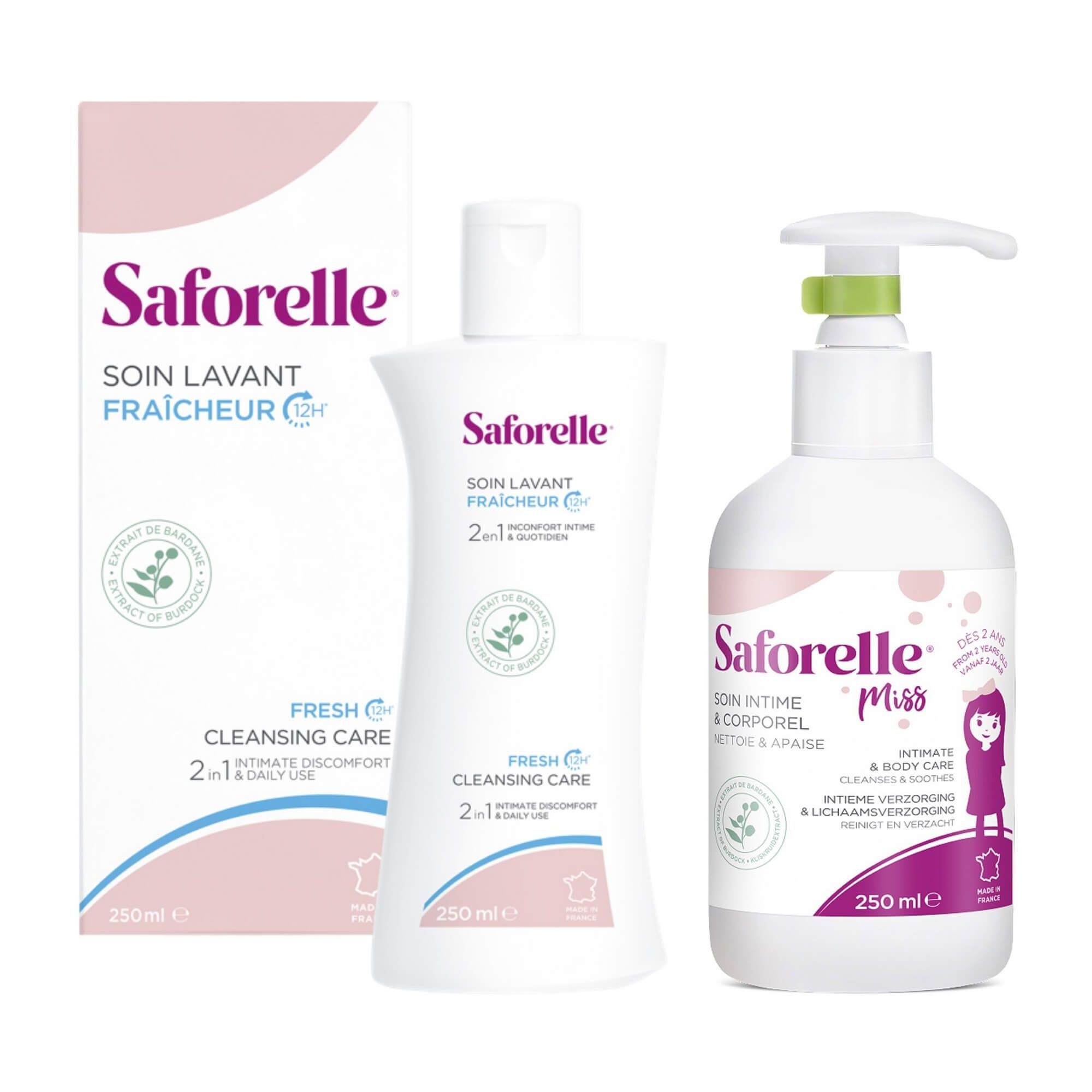 Изображение товара 1X Гель для интимной гигиены экстра свежесть Saforelle/Сафорель фл. 250мл + 1X Гель для интимной гигиены для детей от 2 лет Miss Saforelle/Сафорель 250мл