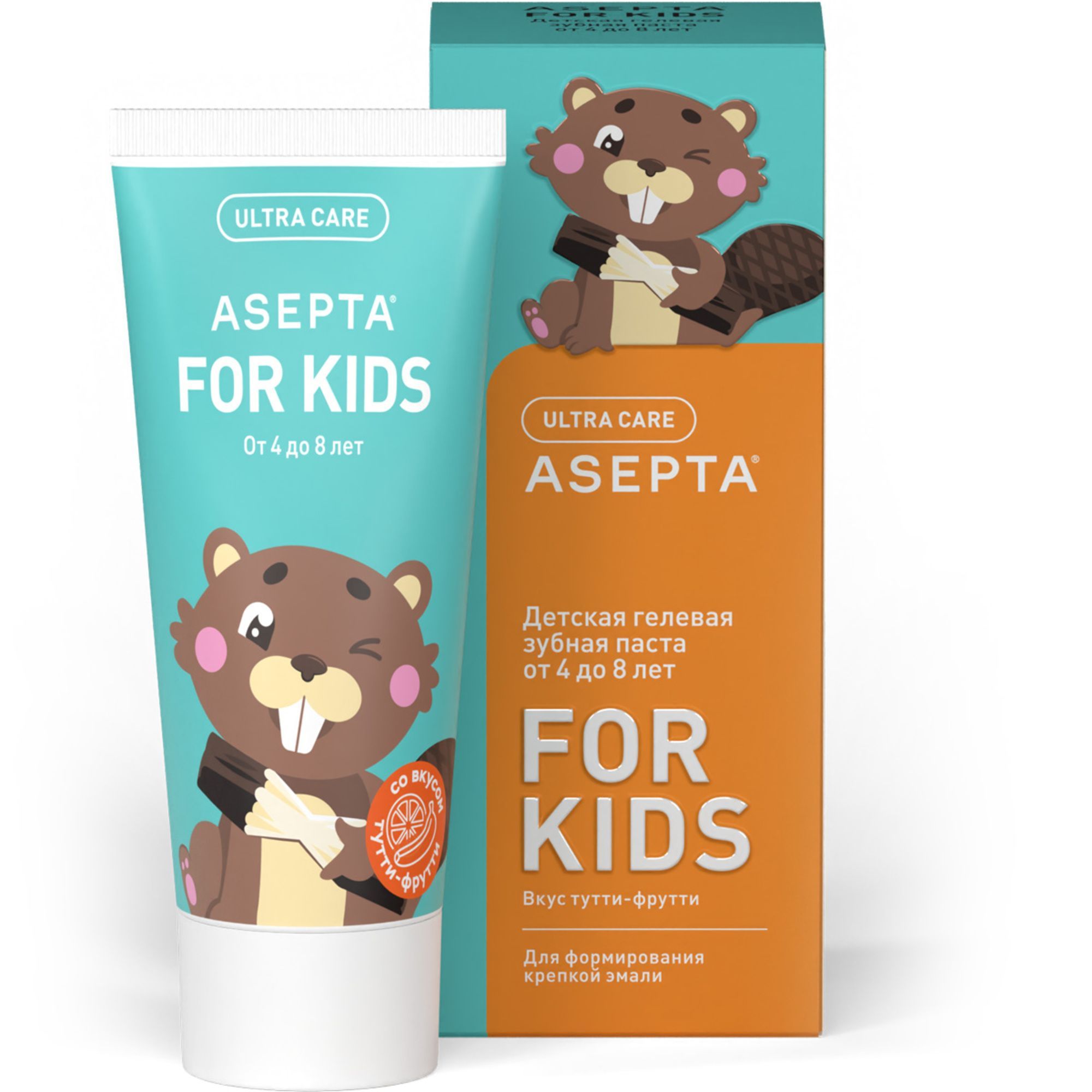 Изображение товара Паста зубная гелевая для детей от 4 до 8 лет Kids Асепта 50мл