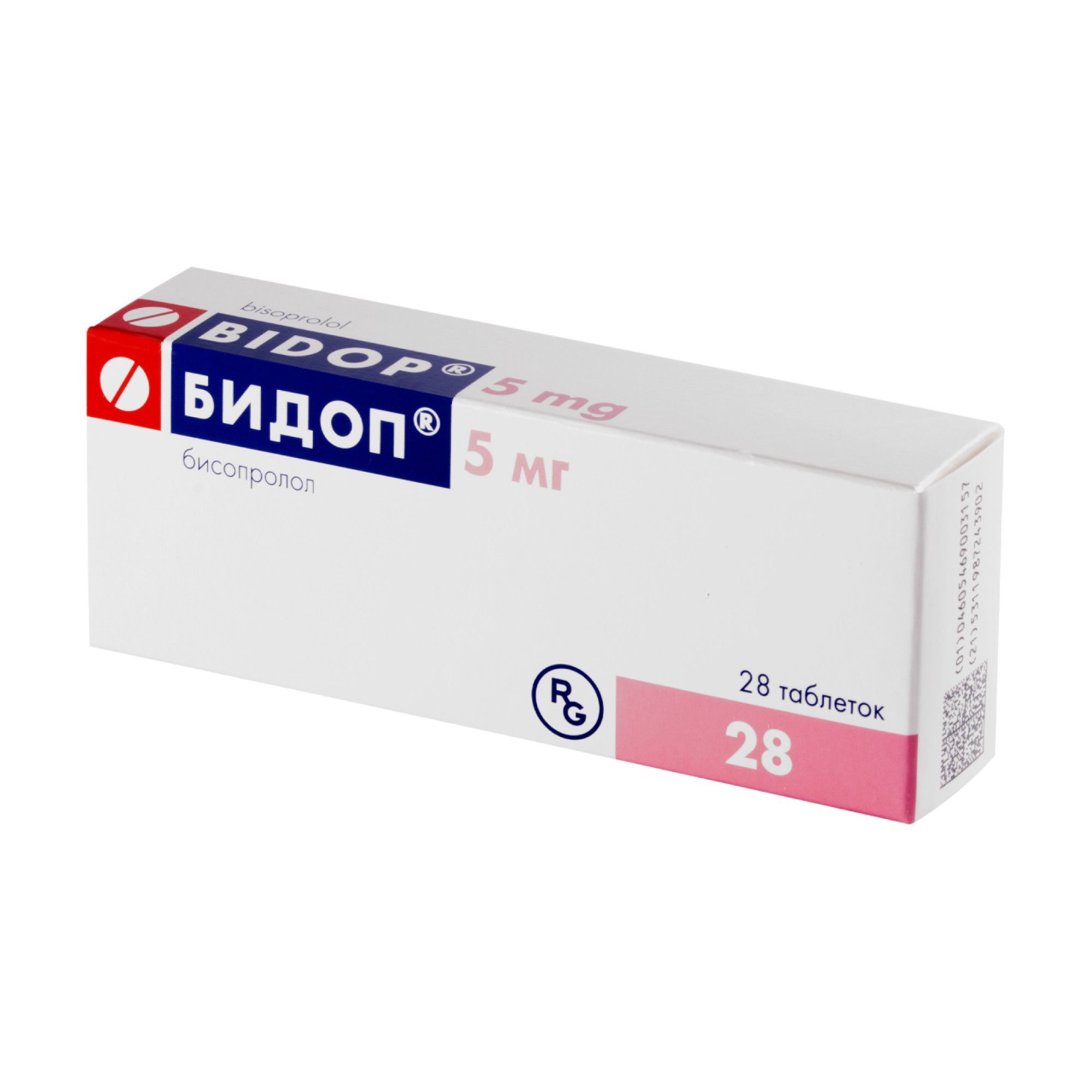 Изображение товара Бидоп таблетки 5 мг 28 шт - препарат для лечения гипертензии и стенокардии