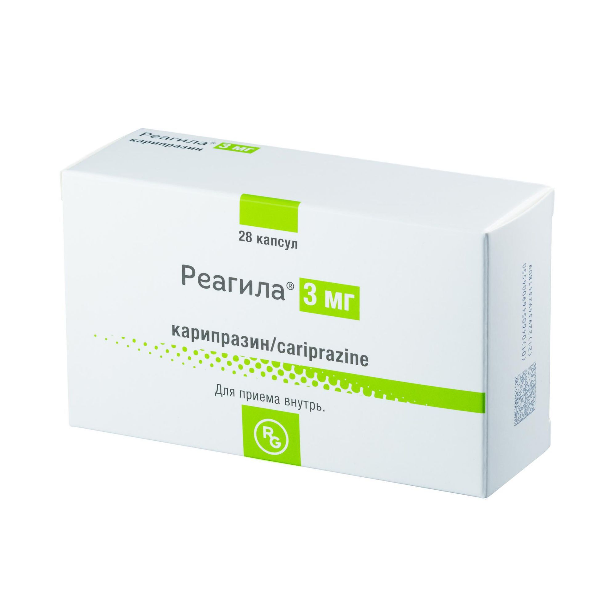 Изображение товара Реагила капсулы 3 мг 28 шт антипсихотик при шизофрении и биполярных расстройствах