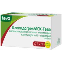 Клопидогрел/АСК-Тева таблетки 100мг+75мг 28шт миниатюра фото №2