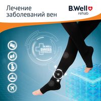 Чулки компрессионные 2 класс с открытым мыском B.Well/Би Велл, JW-227 Med, черные р.3 миниатюра фото №4