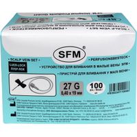 Устройства для вливания в малые вены иглы-бабочки стерильные 27G SFM 0,40х19мм 100шт миниатюра фото №2