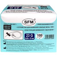 Катетер для вливания в малые вены игла-бабочка стерильный 23G SFM 0,6х19мм 100шт миниатюра фото №2