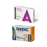 1X Амоксиклав Квиктаб таблетки, диспергируемые в полости рта 875мг+125мг 14шт + 1X Линекс Форте капсулы 28шт
