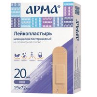 Лейкопластырь бактерицидный полимерный телесный Арма 19х72мм 20шт