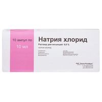 Натрия хлорид раствор для инъекций амп. 0,9% 10мл 10шт