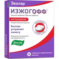 Изжогофф вкус мяты таблетки жевательные 680мг+80мг 12шт